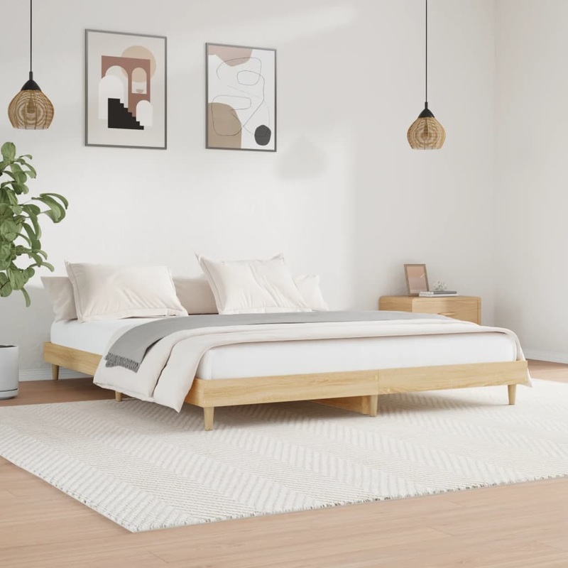 Cadre de lit sans matelas chne sonoma 200x200 cm