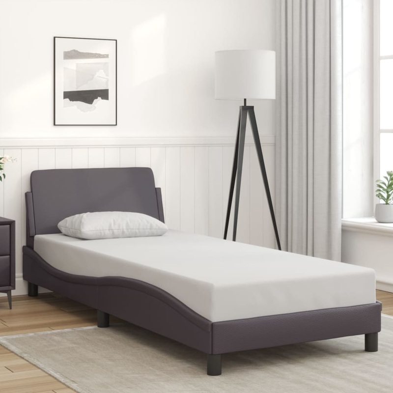 Cadre de lit sans matelas gris 80x200 cm similicuir