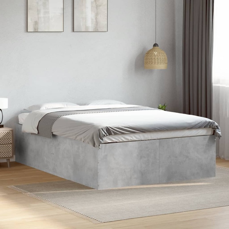 Cadre de lit sans matelas gris bton 140x190 cm
