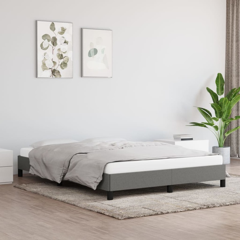 Cadre de lit sans matelas gris fonc 140x190 cm tissu