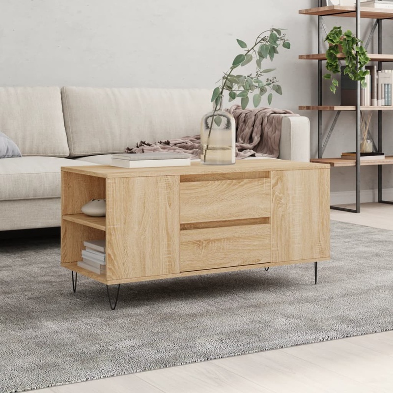 Table basse chne sonoma 102x44,5x50 cm bois d'ingnierie
