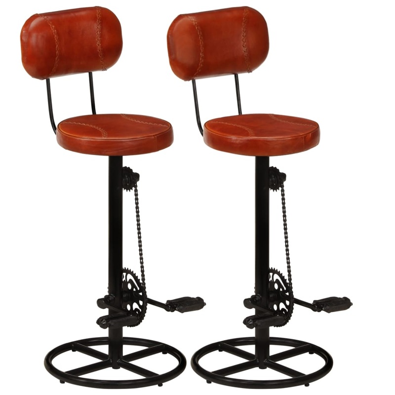 Tabourets de bar lot de 2 noir/marron cuir de chvre vritable