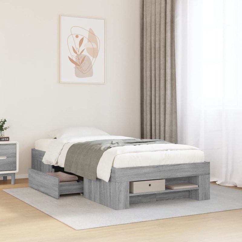 Cadre de lit sans matelas sonoma gris 90x200 cm