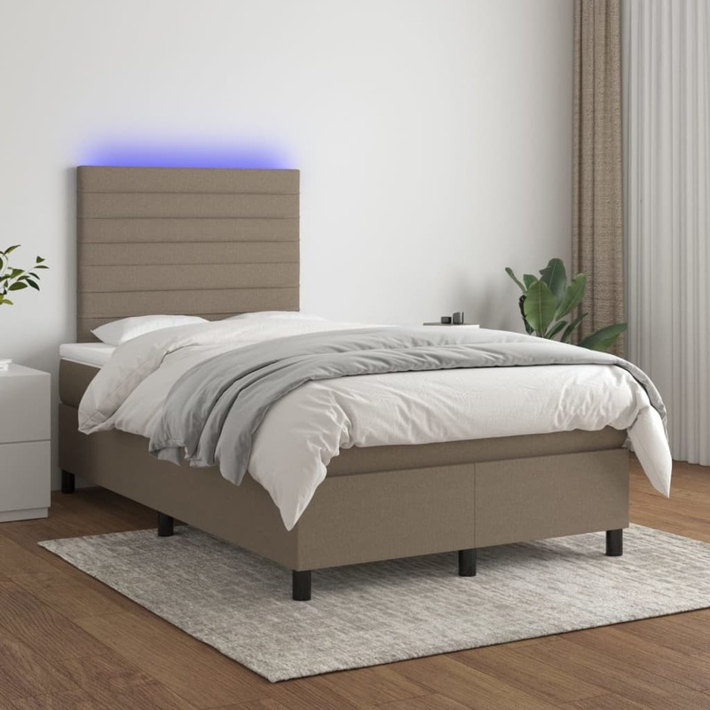 Sommier  lattes de lit et matelas et LED Taupe 120x200cm Tissu