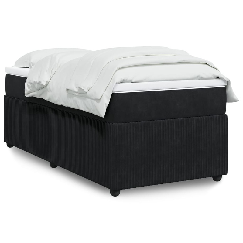 Sommier  lattes de lit et matelas Noir 80x200 cm Velours