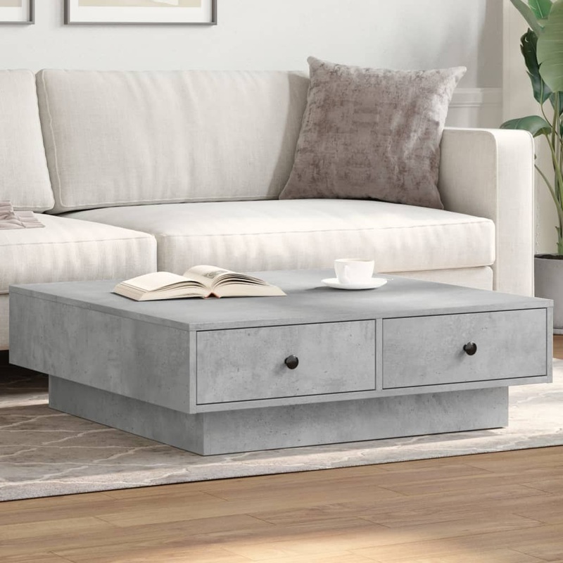 Table basse Gris bton 90x90x28 cm Agglomr