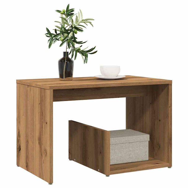Table d'appoint chne artisanal 59x36x38 cm bois d'ingnierie