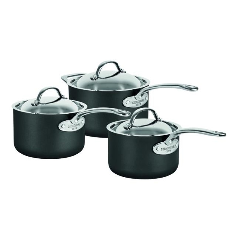 Chasseur Hard Anodised 3 Piece Saucepan Set