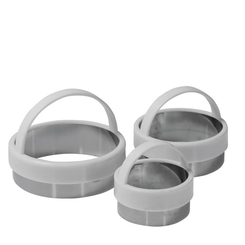 Set Of 3 Straight Edge Cookie Cutters With White Plastic Handle 12086