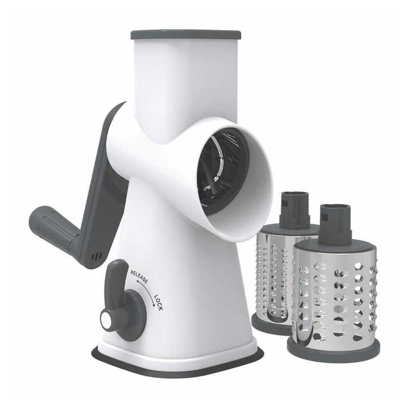 Avanti Table Top Drum Grater With 3 Blades - Grey / White 12904
