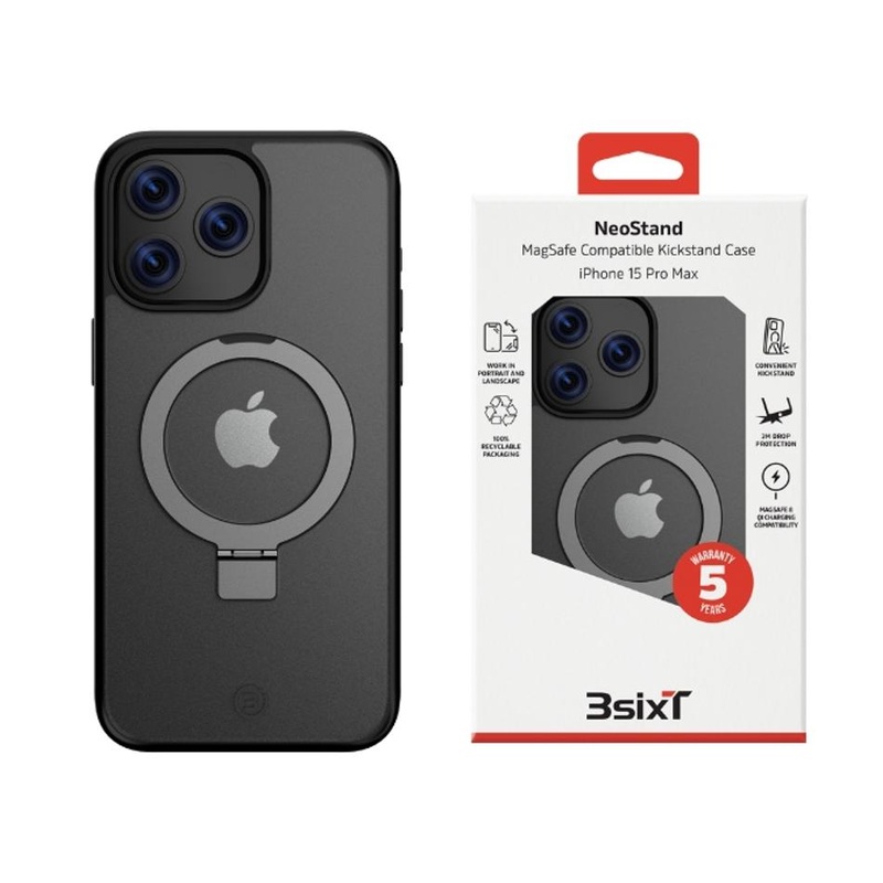 3sixT Neo Stand iPhone 15 Pro Max (MS)(RC) Black 3S-2557
