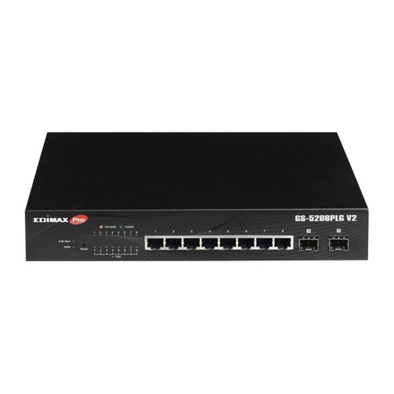Edimax 10-Port Gigabit Long Range Poe+ Web Smart Switch GS-5208PLGV2
