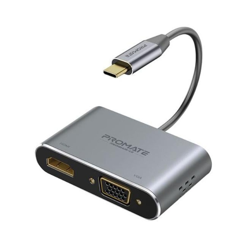 Promate Usb-C Display Adapter With 4K Uhd Hdmi & 1080P Vga.