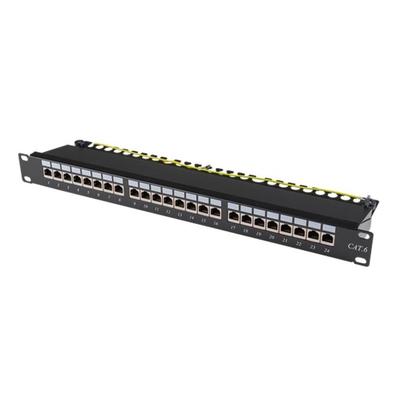 Dynamix 19" Cat6 24-Port Rj45 1U Sheilded Patch Panel. PP-C6S-24