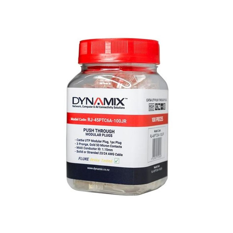 Dynamix Cat6/6A Utp Push Through Plug RJ-45PTC6A-100JR
