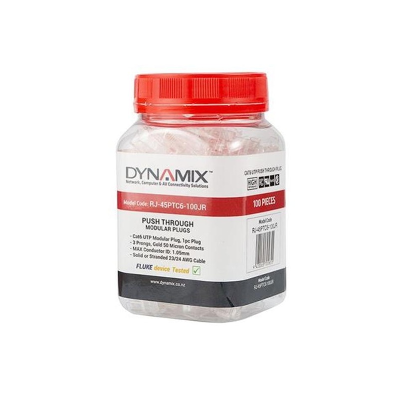 Dynamix Cat6 Utp Push Through Plug RJ-45PTC6-100-JR