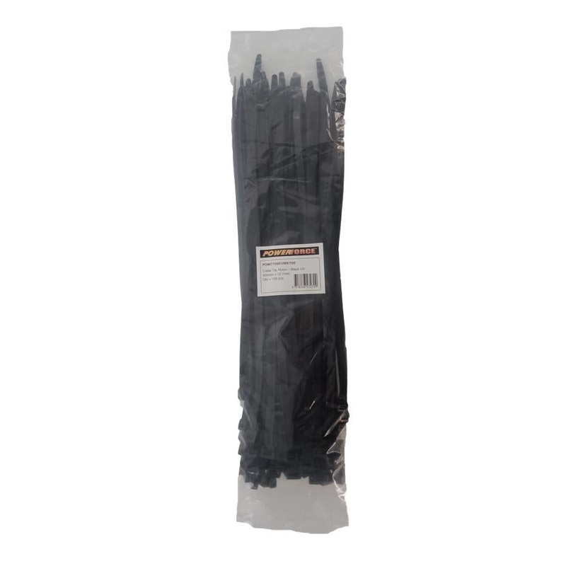 Powerforce Cable Tie Black Uv 550Mm X 12.7Mm Weather Resistant Nylon.