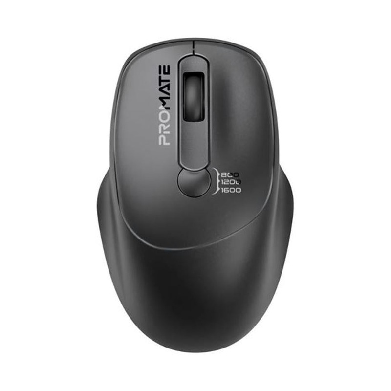 Promate Ezgrip Ambidextrous Ergonomic Wireless Mouse. UNIGLIDE.BLK