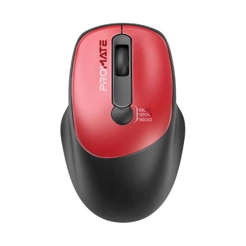Promate Ezgrip Ambidextrous Ergonomic Wireless Mouse. UNIGLIDE.RED
