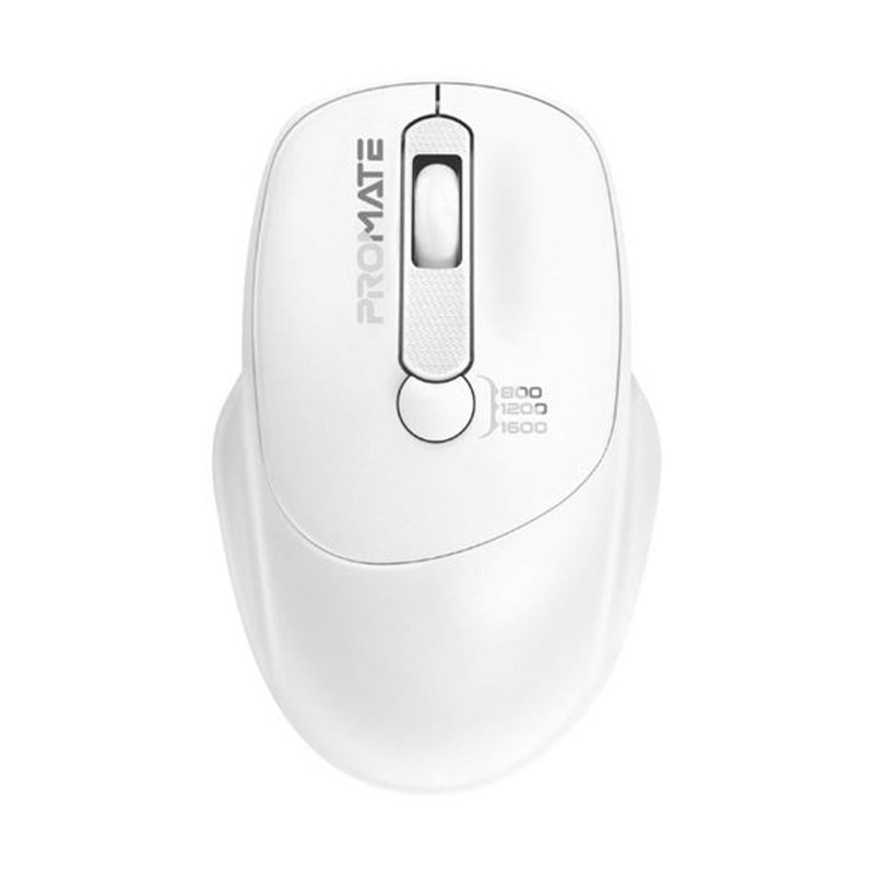 Promate Ezgrip Ambidextrous Ergonomic Wireless Mouse. UNIGLIDE.WHT