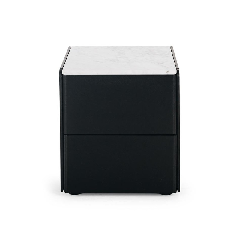 Furniture By Design Cube Black Oak Side Table 2drw (Marble Top)