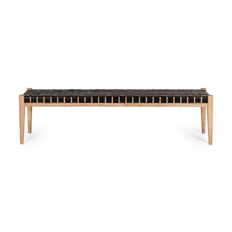 Furniture By Design Indo Woven Bench 150 Black PLINBENWB