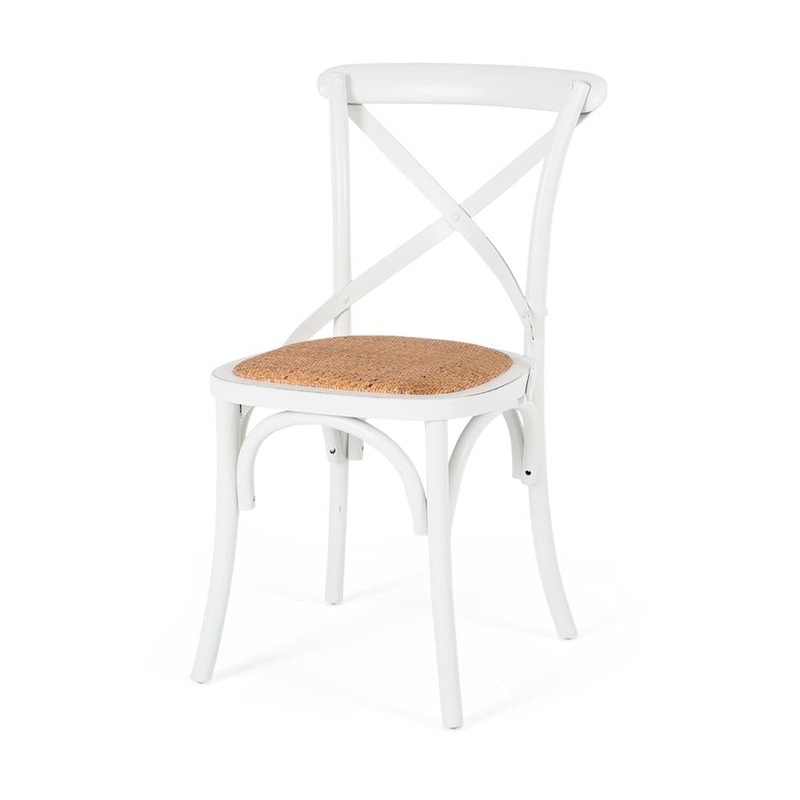 Furniture By Design Villa X-Back Chair Aged White Rattan Seat HZCCVXW