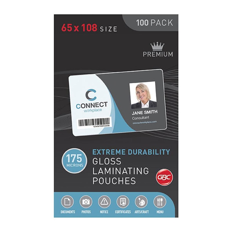 Gbc Laminating Pouch 65X108Mm 175 Micron Pk100 BL175M65X108