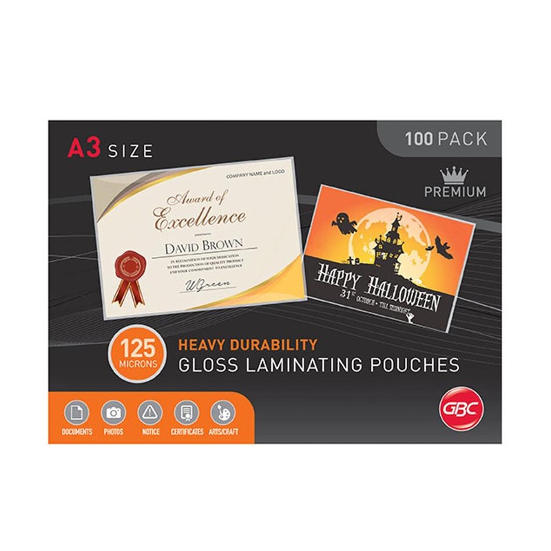 Gbc Laminating Pouch A3 125 Micron Pk100 BL125MA3