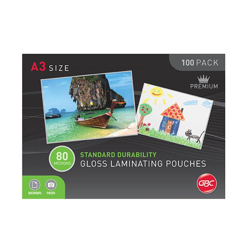 Gbc Laminating Pouch A3 80 Micron Pk100 BL80MA3