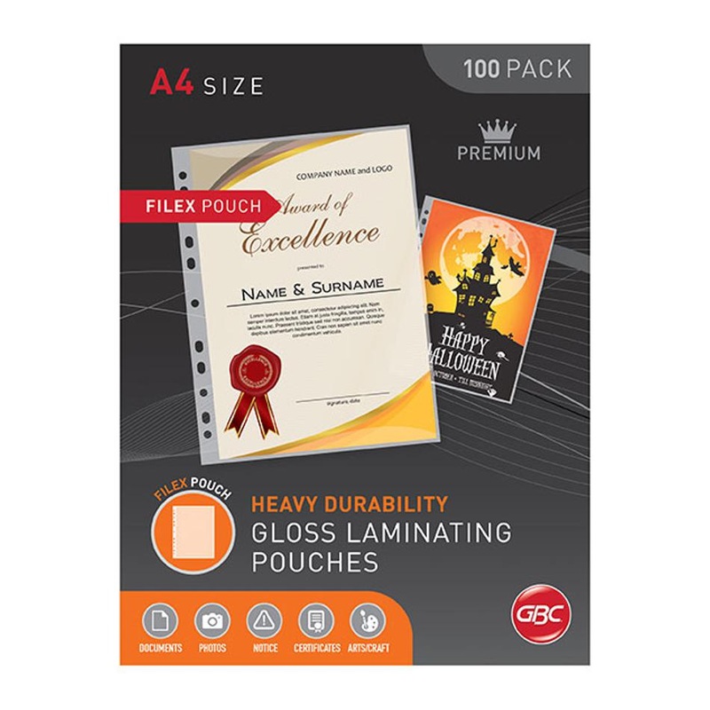 Gbc Laminating Pouch A4 125 Micron Pk100 Filex BL125MA4FILEX