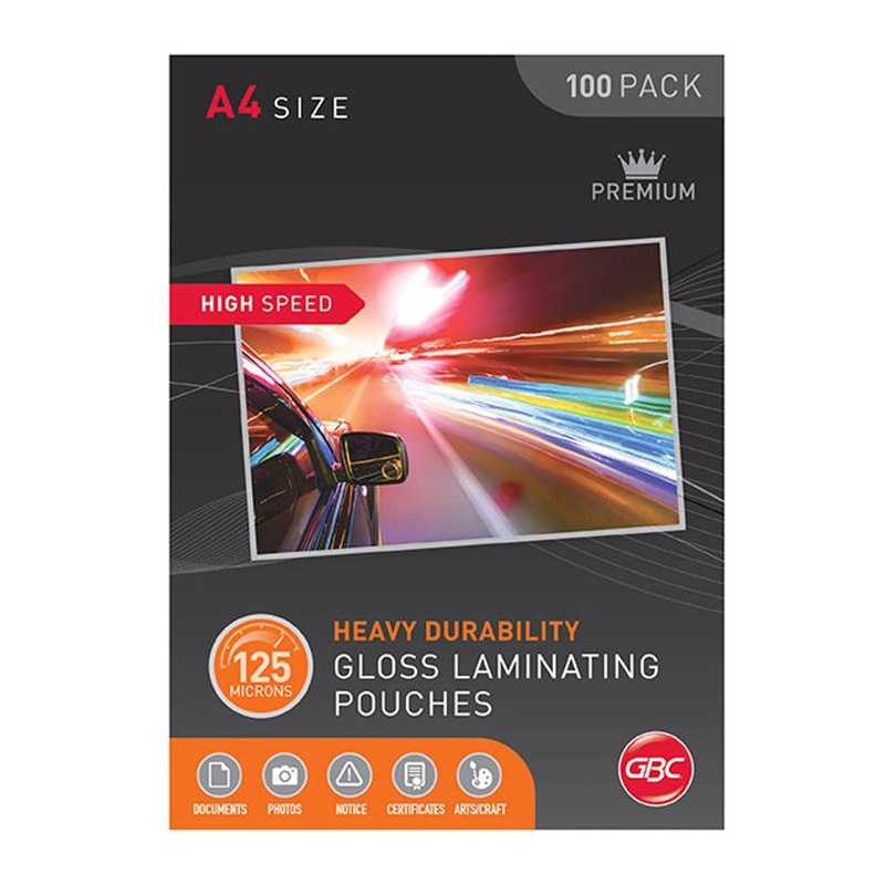 Gbc Laminating Pouch A4 125 Micron Pk100 H/Speed BL125MHSA4