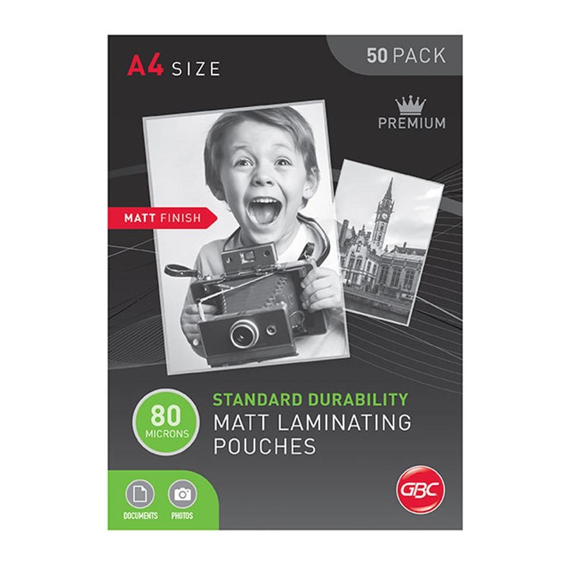 Gbc Laminating Pouch A4 80 Micron Pk50 Matt BL80MA4MATTPK50