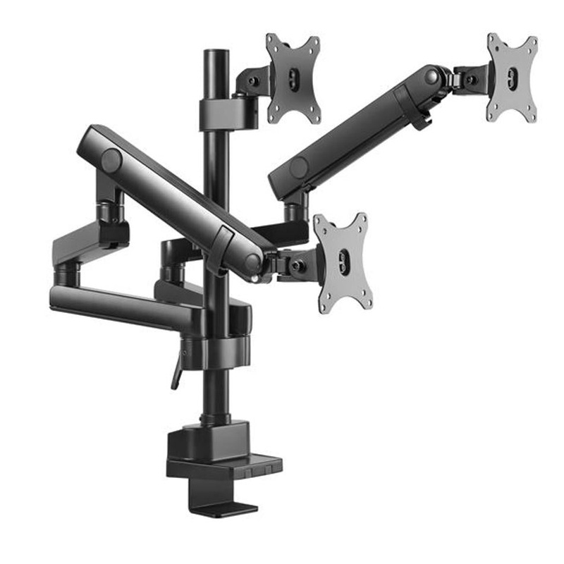 Brateck 17"-27" Triple Monitor Spring-Assisted Desk Mount Bracket.