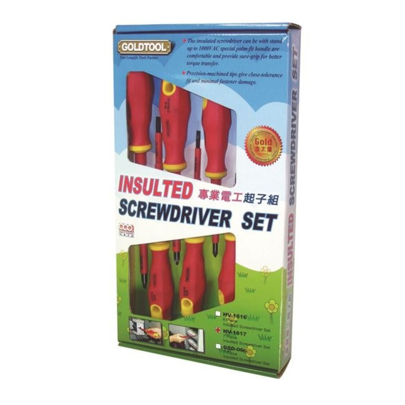 Goldtool 7-Piece Electrical Insulated Screwdriver Set.