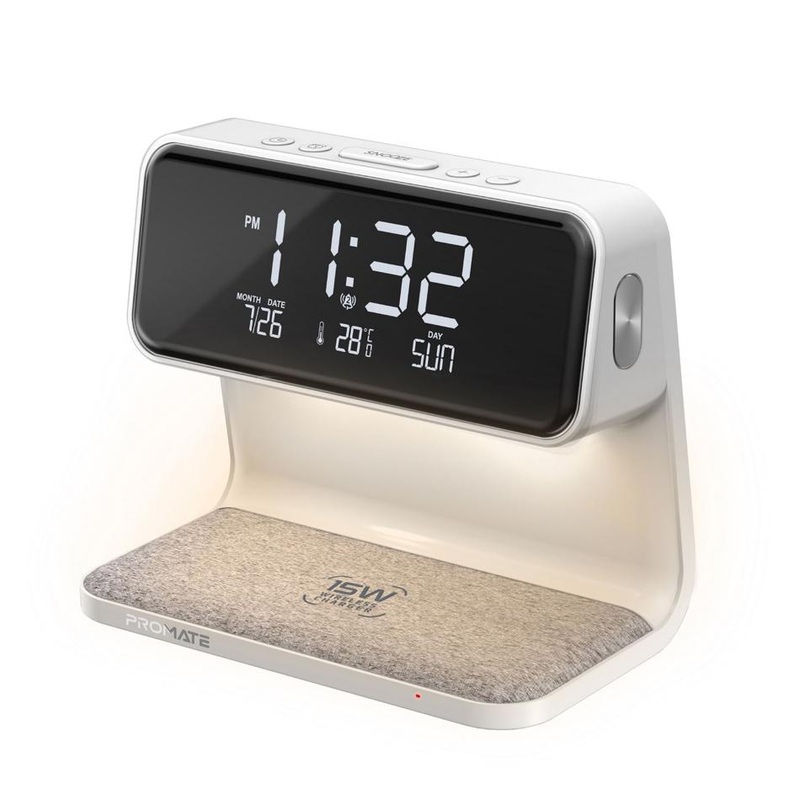 Promate 3-In-1 Multi-Function Led Alarm Clock LUMIX-15W