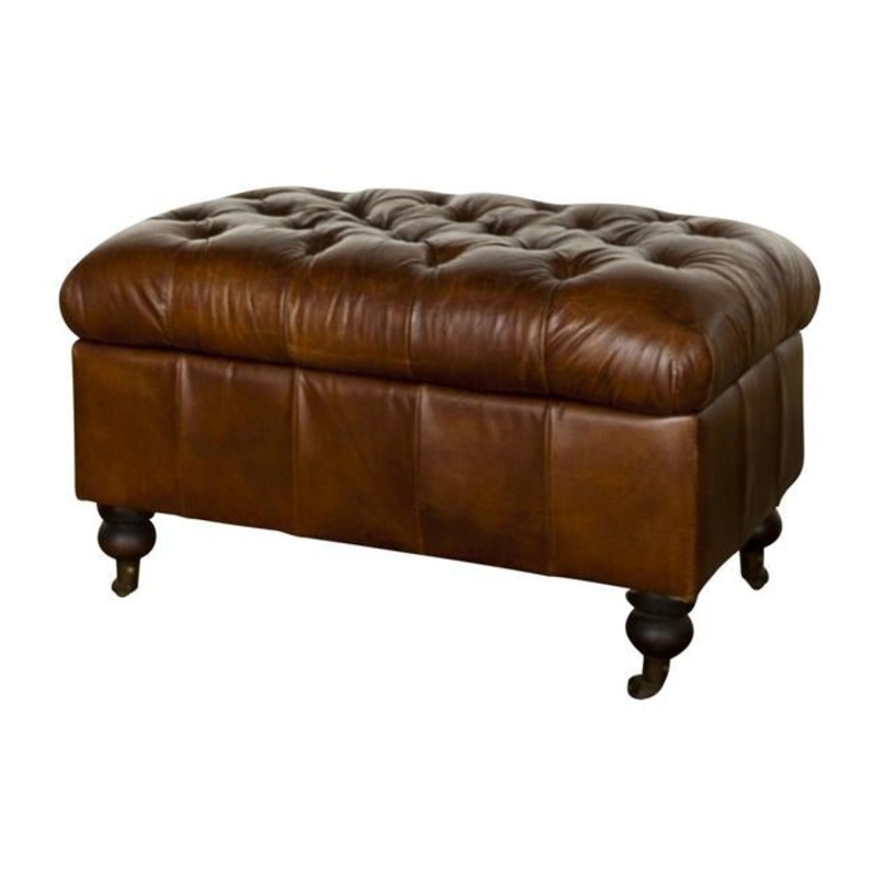 Rembrandt Ottoman Button Leather Footstool AF2007