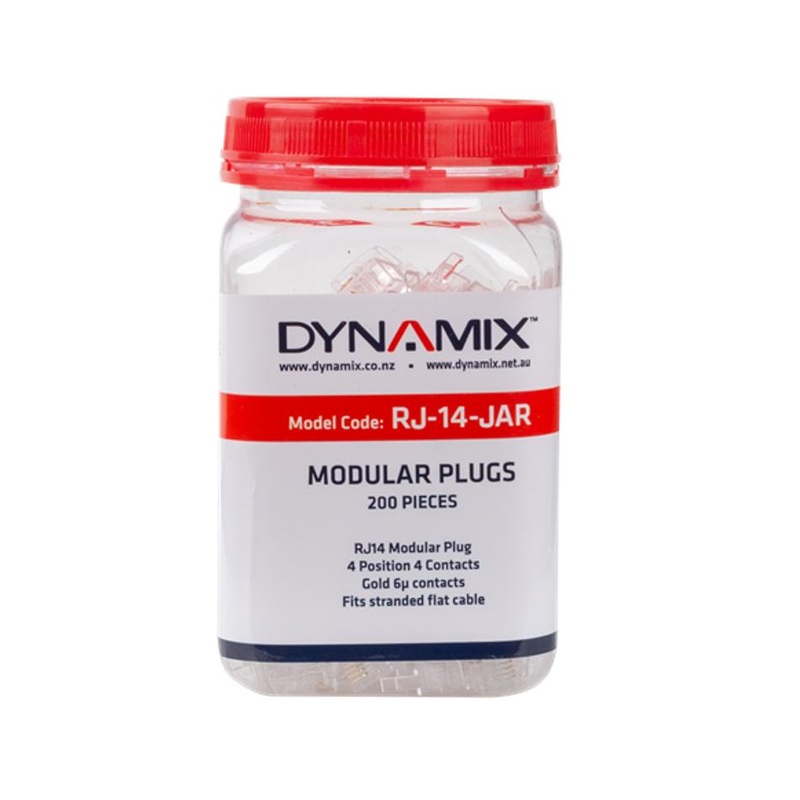 Dynamix Rj14 Plug 200Pc Jar, 4P4C Modular Plug RJ-14-JAR