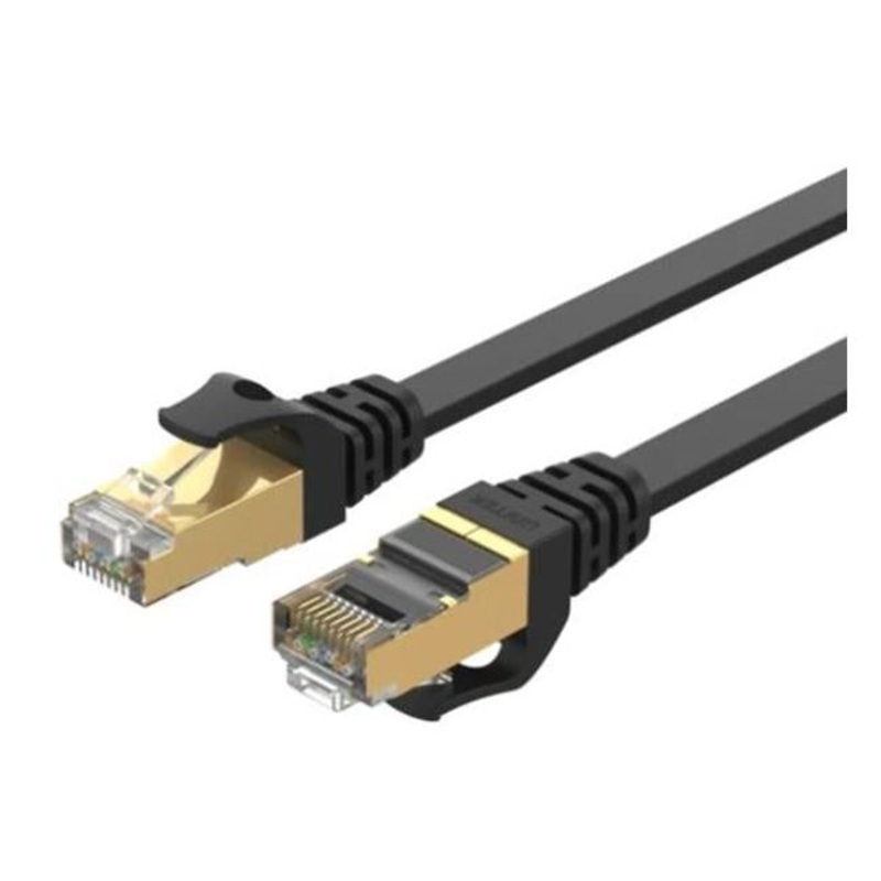 Unitek 20M Cat 7 Black Flat Sstp Patch Lead In Pvc Jacket.