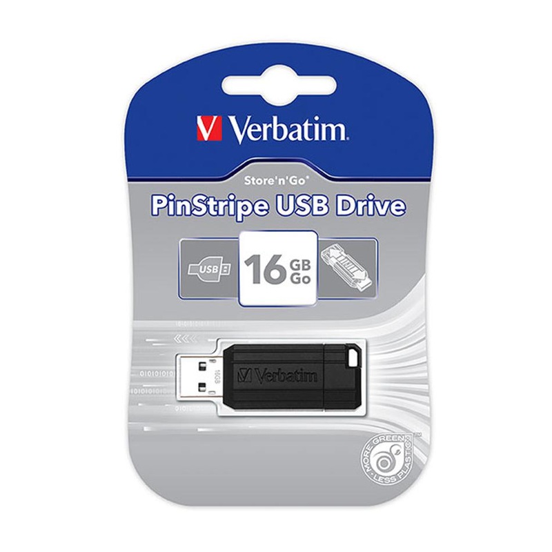 Verbatim Store And Go Usb Drive Pinstripe Black 16Gb 49063