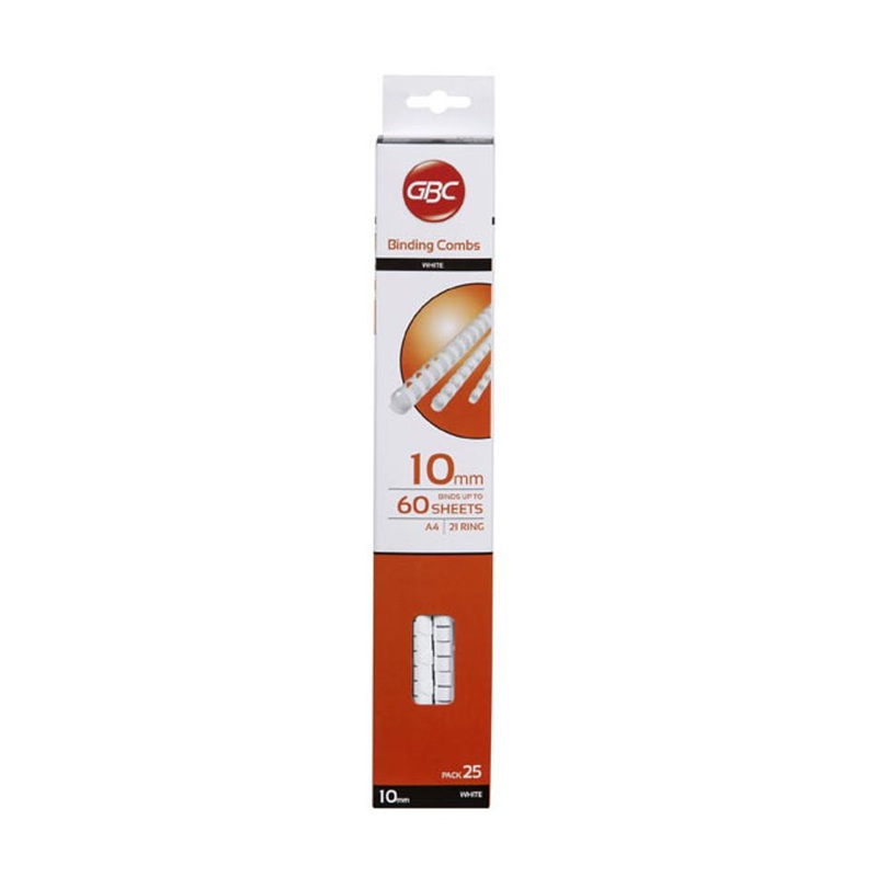 Gbc Binding Comb 10Mm White Pk25 BEP10W25