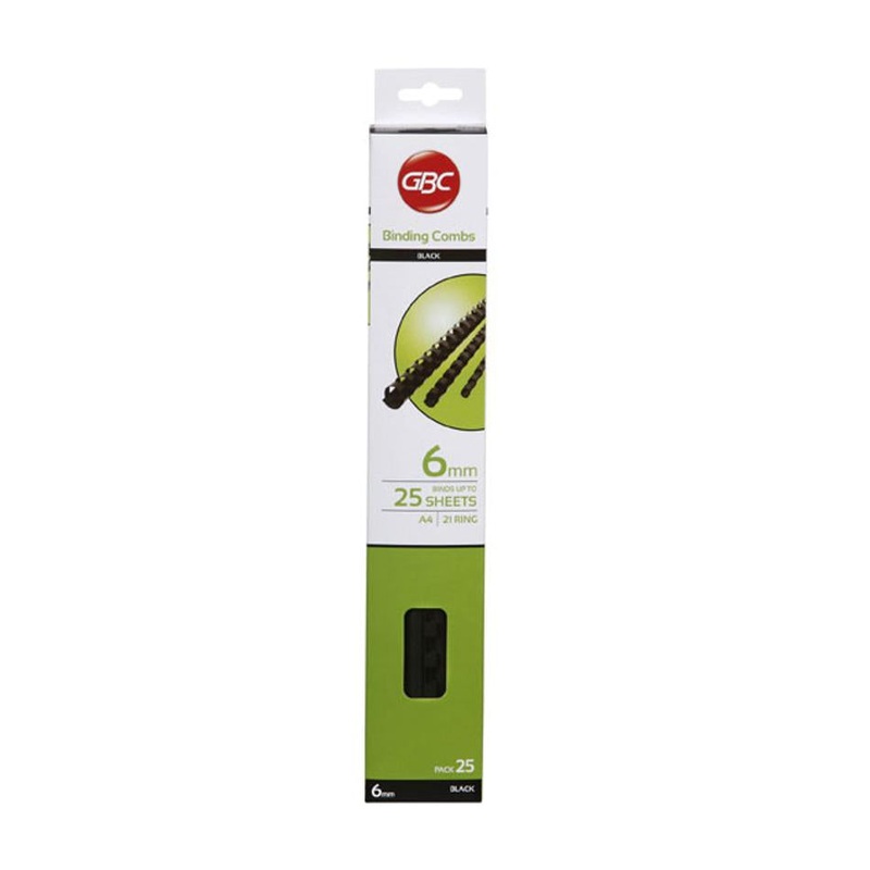 Gbc Binding Comb 6Mm Black Pk25 BEP6BK25
