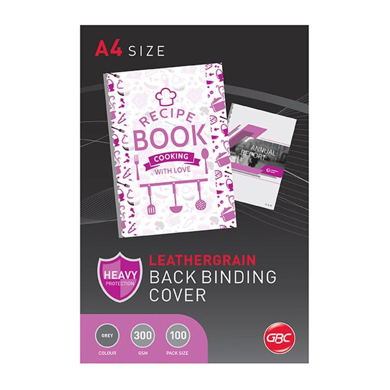 Gbc Binding Cover A4 L/Grain Grey Pk100 BCL300GY100
