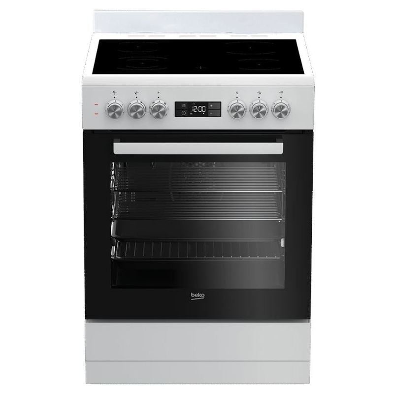 Beko 60cm White Vitroceramic Upright Cooker