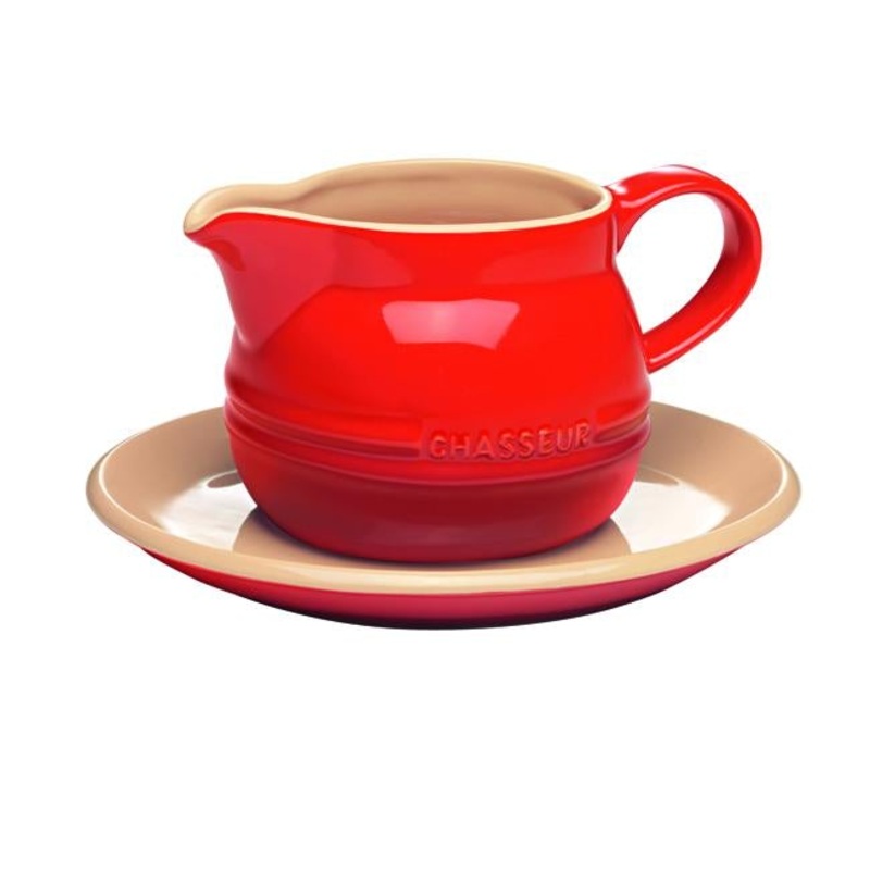 Chasseur La Cuisson Gravy Boat+Saucer Red