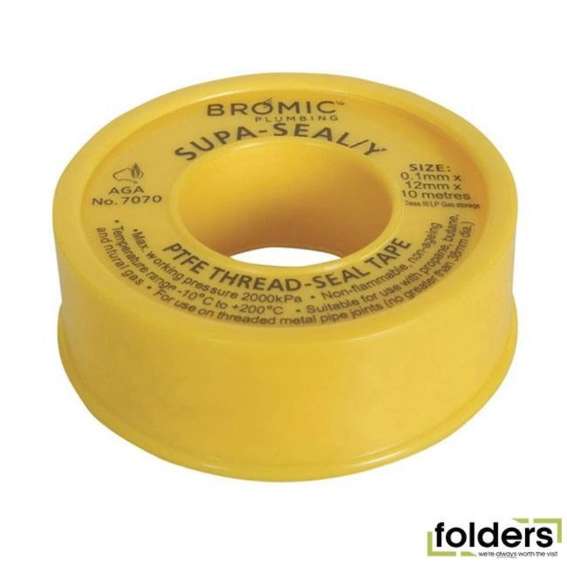 12mm yellow gas fitting thread tape 10m