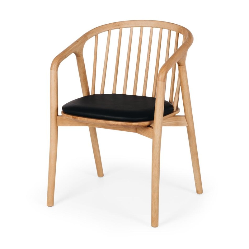 Furniture By Design NORD Chair (Natural Oak) BLK PU Seat SHCHMAD