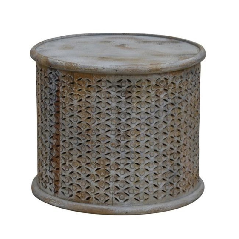 Rembrandt Mango Boho Carved Side Table KC1234