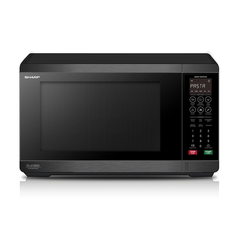 Sharp Flatbed Microwave 1200W - Black Stainless Steel SM327FHB