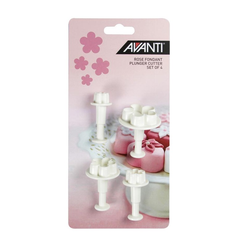 Avanti Rose Fondant Plunger Cutter Set - 4 Piece 16537